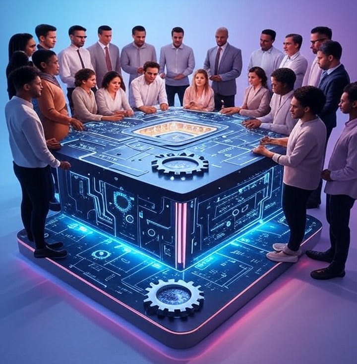 Finger touching a intricate digital wall representing the platform