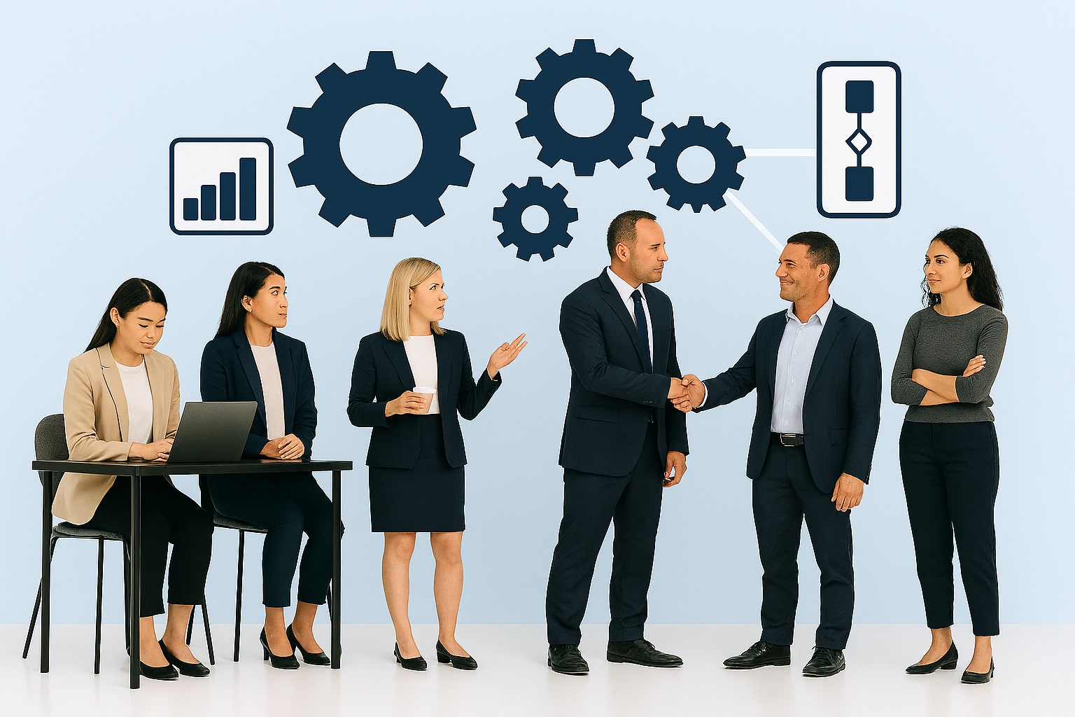 CEO at computer looking for solutions 